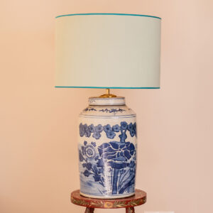 Lampenset Sorail, Lampenvoet Azuura, Lampenkap zijdelook stof. EMMS Studio